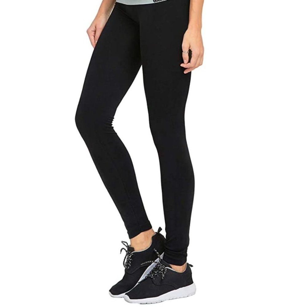 MOPAS Leggings Ribbed Waistband Full Length ONE SIZE BLACK